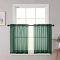 Hunter Green Kitchen Curtains 30 Inch Length Tier 2 PCS, Solid Soft Half Curtains for Windows, Hunter Green Sheer Rod Pocket Drapes for Bathroom Basement Small Window Curtain, 42"Wx30"L Inch