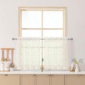 Chyhomenyc Ivory Sheer Curtains 24 Inch Length, Light Filtering Leaf Tufted Textured Small Window Kitchen Curtain Over Sink, Short Half Window Curtains for Bathroom Basement, 30" Wx24 L, 2 Panels