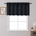 OWENIE Black Valances for Windows 1 Pcs 24 Inch Length, Light Filtering Textured Short Small Valance Curtains for Bathroom Basement Living Room Bedroom, Half Window Curtains Over Sink, 60" W by 24" L