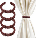 Ptwola 4 Pack Braided Curtain Tiebacks Boho Elegant Rustic Curtain Holdbacks Tie Backs Holders Set Simple Light Weight Drapes Decorative Accessories Handmade for Home Office Bedroom Window