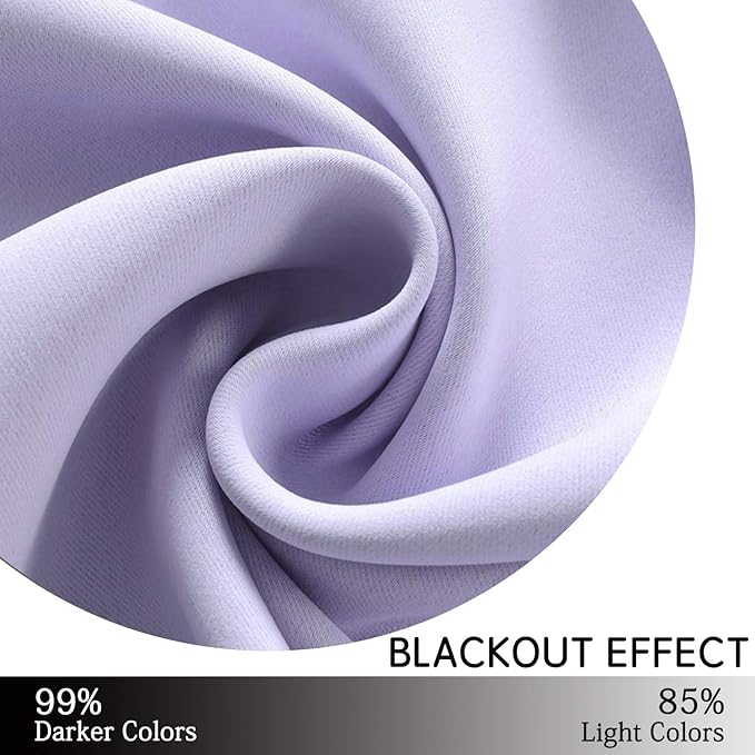 Yakamok Room Darkening Grommet Window Drapes Thermal Insulated Light Blocking Blackout Curtains for Bedroom(52Wx54L,Lilac,2 Panels)