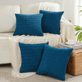 Fancy Homi 4 Packs Teal Decorative Throw Pillow Covers 20x20 Inch for Living Room Couch Bed Sofa, Rustic Farmhouse Boho Home Decor, Soft Striped Corduroy Square Cushion Case 50x50 cm