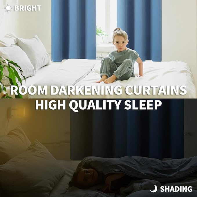 BGment Blackout Curtains for Bedroom - Grommet Thermal Insulated Room Darkening Curtains for Living Room, Set of 2 Panels (42 x 63 Inch, Faded Denim)
