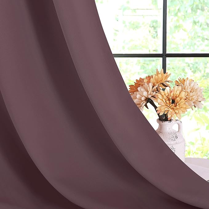 NICETOWN Blackout Curtains for Bedroom, Dry Rose, 34 inches by 70 inches Long Curtains & Drapes for Living Room, Thermal Insulated Window Treatment Draperies for Nursery