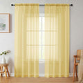 Sheer Curtains 84 Inches Long 2 Panels Set for Bedroom Living Room, Soft Airy Light Filtering Modern Solid Rod Pocket Drapes Window Treatments, Yellow, Each 42" W x 84" L