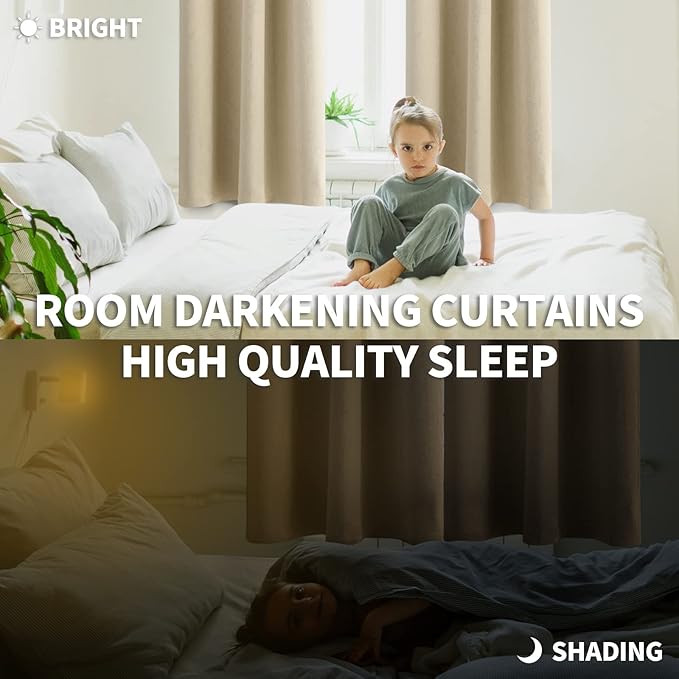 BGment Beige Room Darkening Curtains 63 Inches Long 2 Panels Set, Sunlight Blocking Thermal Insulated Grommet Window Treatment Drapes for Bedroom, Each Panel 42 x 63 Inch