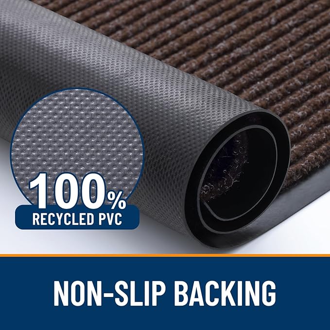 OLANLY Front Door Mat Indoor Outdoor Entrance, Waterproof Heavy Duty Doormat, Fade Resistant, Low Profile, Easy Clean Patio Porch Welcome Floor Mats for Entry, 33x21, Tan