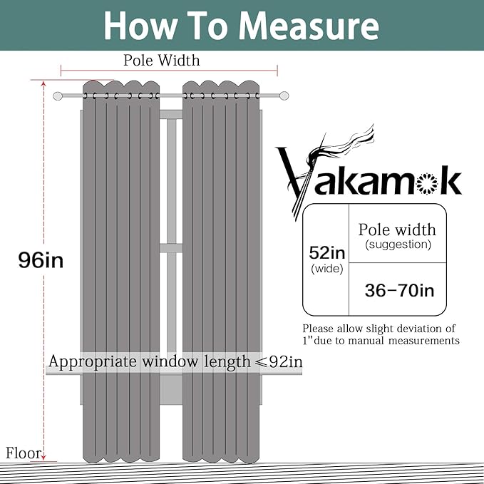 Yakamok Light Blocking Blackout Curtains Thermal Insulated Room Darkening Drapes for Bedroom,Solid Grommet Top Window Drapes, 52x96 Inch, Sage Green, One Pair