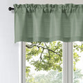 OWENIE Bob Valance Curtains 18 Inch Length 1 Piece, Faux Linen Slub Solid Green Kitchen Valance for Bedroom Living Room, Farmhouse Soft Airy Rod Pocket Small Window Curtain, Each 60Wx18L Inch
