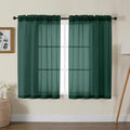 Gwine Hunter Green Sheer Curtains for Living Room 45 inches Long, Short Voile Light Filtering Window Treatments Sheer Curtains for Bedroom, Half Window Drapes with Rod Pocket, Each 42" Wx45 L