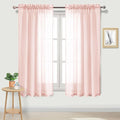 DWCN Blush Pink Sheer Curtains Semi Transparent Voile Rod Pocket Curtains for Bedroom and Living Room, 52 x 63 inches Long, Set of 2 Panels