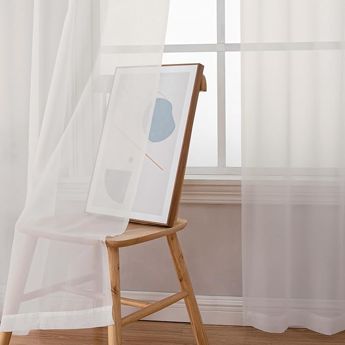 Gwine Extra Long Ivory Sheer Curtains 120 Inches Long 2 Panels Set, Voile Light Filtering Window Drapes for Patio Door/Birthday Party/Hallway Window Guest Room, Each 42Wx120L in, 10FT, Ivory