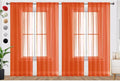 SpaceDresser Burnt Orange Sheer Curtains 4 Panels Rod Pocket Semi-Sheer Curtain 54 Inches Long Light Filtering Voile Window Drapes for Bedroom Living Room Kitchen, Each 52W x54L