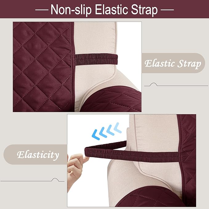 Recliner Chair Covers Reversible Sofa Cover Couch Cover for Pets Lazy Boy Furniture Protector(23''Chair,Burgundy/Camel)