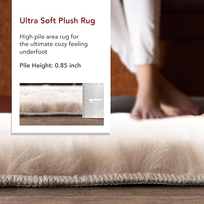 Nuloom Nia White/Ivory, 5' x 7'6" Oval, Cozy Shag, Fluffy and Soft, High Traffic, Stain Resistant, Easy Clean, Durable Machine Washable Area Rug for Bedroom, Living Room, Dining, Den, Foyer, Entryway