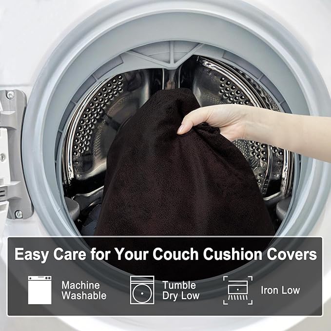 Leather Look Couch Cushion Covers Sofa Seat Slipcovers Sets Couches Furniture Protector for Sectional Armchair Loveseat Pets Kids Stretch Spandex Fabric (2 Cushion Sofa, Chocolate)