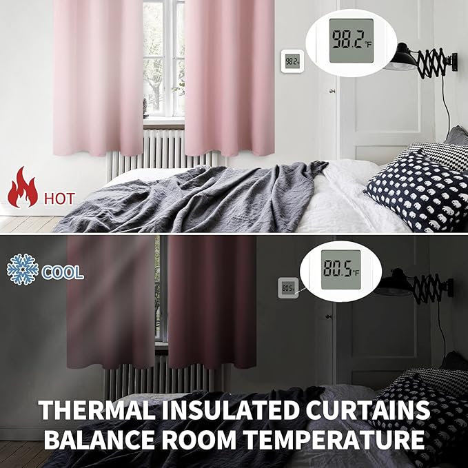 BGment Room Darkening Curtains 72 Inches Long - Grommet Thermal Insulated Drapes Window Treatment Curtains for Bedroom, 2 Panels, 52 x 72 Inch, Baby Pink
