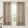 LAMIT Taupe Semi Sheer Linen Curtains 63 Inch Length, Light Filtering Panels Bronze Grommet Country Decor Drapes for Bedroom/Windows/Living Room, 2 Panels, 34 x 63 Inch