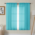 Gwine Turquoise Sheer Curtains 63 Inch Length for Living Room 2 Panels, Light Filtering Rod Pocket Window Curtain Treatment for Bedroom, Voile Elegant Sheer Drapes，Each 42" Wx63 L, Turquoise