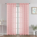 Chyhomenyc Blush Pink Sheer Curtains 72 Inches Long 2 Panels Set, Light Filtering Tufted Textured Soft Airy Rod Pocket Elegant Leaf Window Treatment Drapes for Bedroom Living Room, 42" Wx72 L, 2PCS
