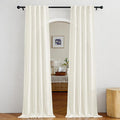 NICETOWN Faux Linen Sheer Curtains 80 inch Length for Doorway, Rod Pocket & Back Tab Semi Sheer with Light Through Window Treatments for Farmhouse/Bedroom, Natural, W34 x L80, Set of 2