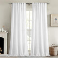 MIULEE White Linen Curtains 120 Inches Long 2 Panels for Bedroom Living Room, Soft Thick Linen Textured Back Tab Window Drapes Semi Sheer Light Filtering Rod Pocket Modern Farmhouse Decor