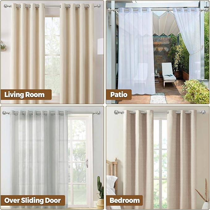 KAMANINA Curtain Rods for Windows, Antique Silver Curtain Rod 32 to 58 Inch(2.6-4.8Ft), 7/8 Inch Single Adjustable Drapery Rods with Decorative Netted Texture End