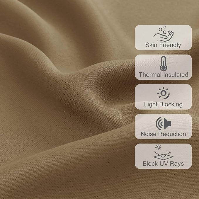 Chyhomenyc Taupe Valances for Window, Room Darkening Short Curtains for Kitchen Bedroom Living Room, Rod Pocket Top Small Window Treatment Valance RV Bunk Panels, 60Wx14L, 2 Pieces