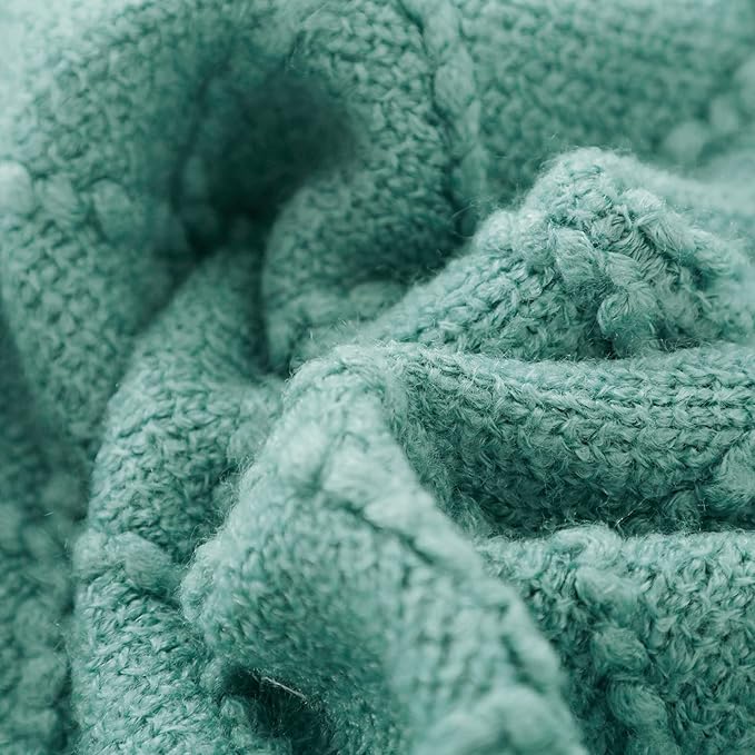 BOURINA Throw Blanket Textured Solid Soft Sofa Throw Couch Cover Knitted Decorative Blanket, 60 inchx80 inch Dark Cyan