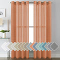 H.VERSAILTEX Linen Curtains Natural Linen Blended Curtain Panels for Living Room/Light Reducing Linen Semi Sheer Curtains 2 Panels Set Nickel Grommet Window Panels (52x84 Inch, Orange)