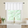 White Valances for Windows, Light Filtering Faux Linen Textured Small Short Window Curtain for Bathroom Basement Farmhouse, Rod Pocket Top Half Curtains for Windows, 60Wx18L Inch