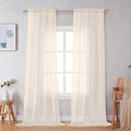 Simplebrand Cream Sheer Curtains 96 Inches Long 2 Panels, Light Filtering Rod Pocket Solid Color Window Sheer Curtain Panels, Elegant Curtains & Drapes for Living Room, Bedroom, 42" W x 96" L