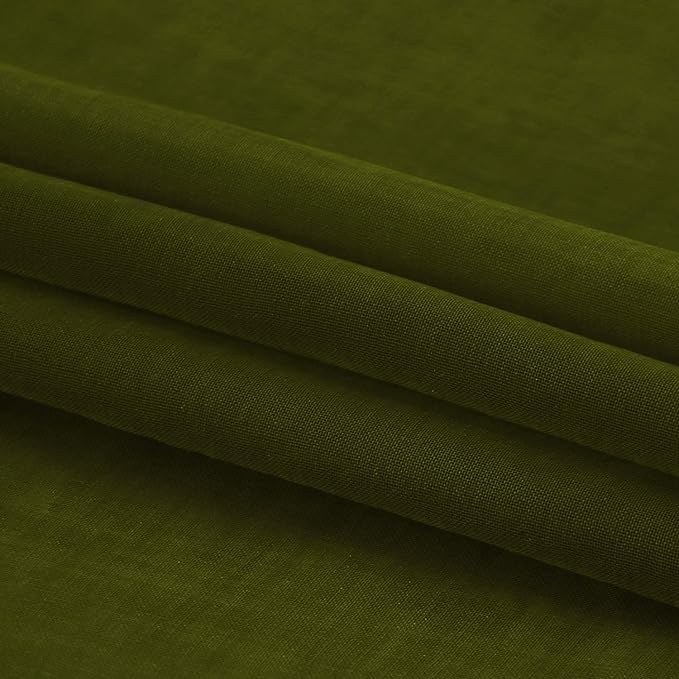 DWCN Olive Green Sheer Curtains Semi Transparent Voile Rod Pocket Curtains for Bedroom and Living Room, 52 x 45 inches Long, Set of 2 Panels