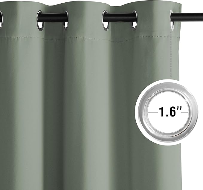 NICETOWN Room Darkening Draperies Curtains Panels, 2 Panels Sage Green W52 x L108
