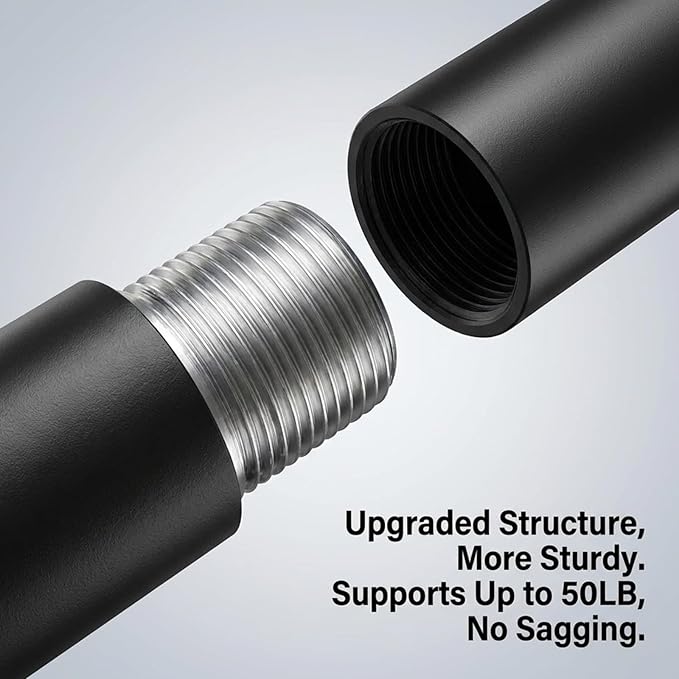 IFELS Heavy Duty Curtain Rods for Windows 28 to 48 Inch, 1 Inch Adjustable Black Curtain Rod with Easy Installation and Modern Design (A1,Black,30-60")
