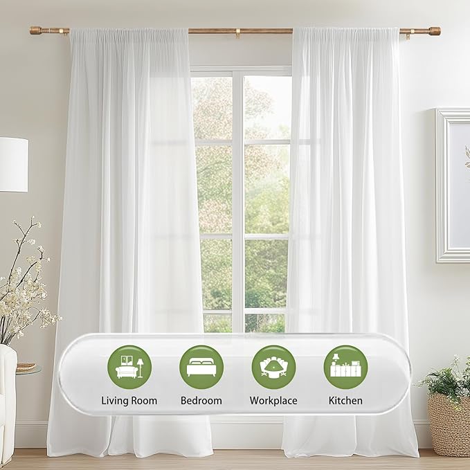 5/8” Diameter Curtain Rods 30-90 Inch, for 30-84 Inch Windows, Adjustable Splicing Wood Grain Curtain Rods for Windows with Brackets, Window Rod Long Small Curtains Rod, 1 Pack