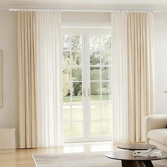 5/8” Diameter Curtain Rods 30-90 Inch, for 30-84 Inch Windows, Adjustable Splicing White Curtain Rods for Windows with Brackets, Window Rod Long Small Curtains Rod, 2 Pack