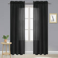 DWCN Black Sheer Curtains Semi Transparent Voile Rod Pocket Curtains for Bedroom and Living Room, 42 x 84 inches Long, Set of 2 Panels