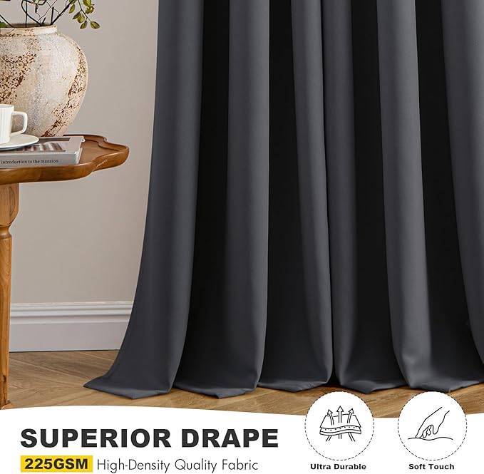 MIULEE Short Curtains for Windows - Dark Grey Blackout Half Window Curtains Thermal Insulated Privacy Drapes for Kitchen Bedroom Bathroom Grommet Top Small Basement Tiers W40 x L36 Inch 2 Panels