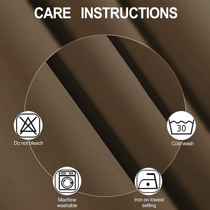 LEMOMO Brown Thermal Blackout Curtains/52 x 95 Inch/Set of 2 Panels Room Darkening Curtains for Bedroom