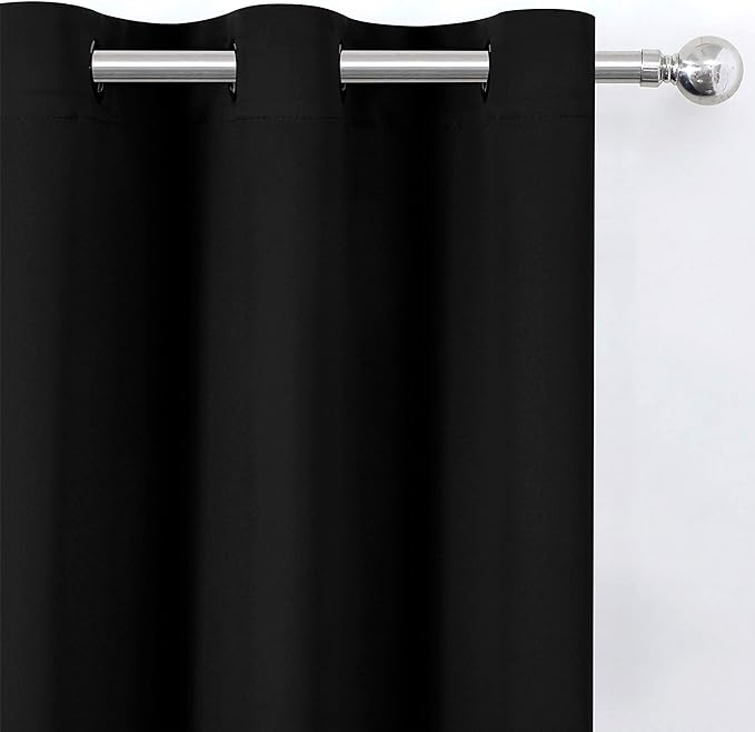 LEMOMO Blackout Curtains 42 x 63 inch/Black Curtains Set of 2 Panels/Thermal Insulated Room Darkening Bedroom Curtains