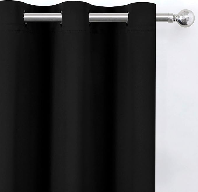LEMOMO Black Blackout Curtains 34 x 84 Inch Length/Set of 2 Curtain Panels/Thermal Insulated Room Darkening Blackout Curtains for Bedroom