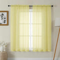 Gwine Light Yellow Sheer Curtains 63 Inch Length for Living Room 2 Panels, Light Filtering Rod Pocket Window Curtain Treatment for Bedroom, Voile Elegant Sheer Drapes，Each 42Wx63L