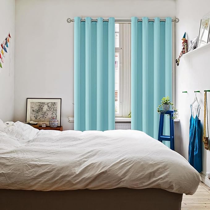 BGment Blackout Curtains - Grommet Thermal Insulated Room Darkening Bedroom and Living Room Curtains, Set of 2 Panels (70 x 63 Inch, Baby Blue)