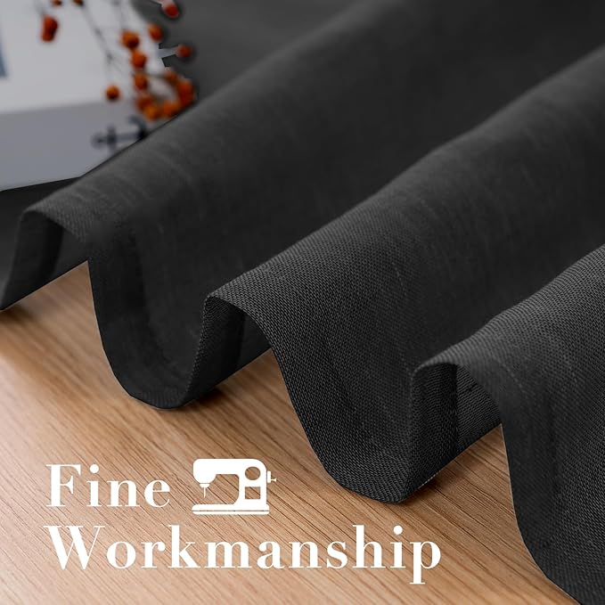 H.VERSAILTEX Linen Curtains Natural Blended Curtain Panels for Living Room/Light Reducing Linen Semi Sheer Curtains 72 inch Length 2 Panels Set Nickel Grommet Window Panels, 52" x 72", Black