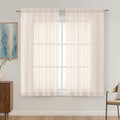 OVZME Cream Sheer Curtains 63 Inches Long 2 Panels Set, Light Filtering Sheer Curtains for Living Room Bedroom 59 Inch Extra Wide, Modern Voile Filmy Rod Pocket Window Drapes, 59Wx63L Inches