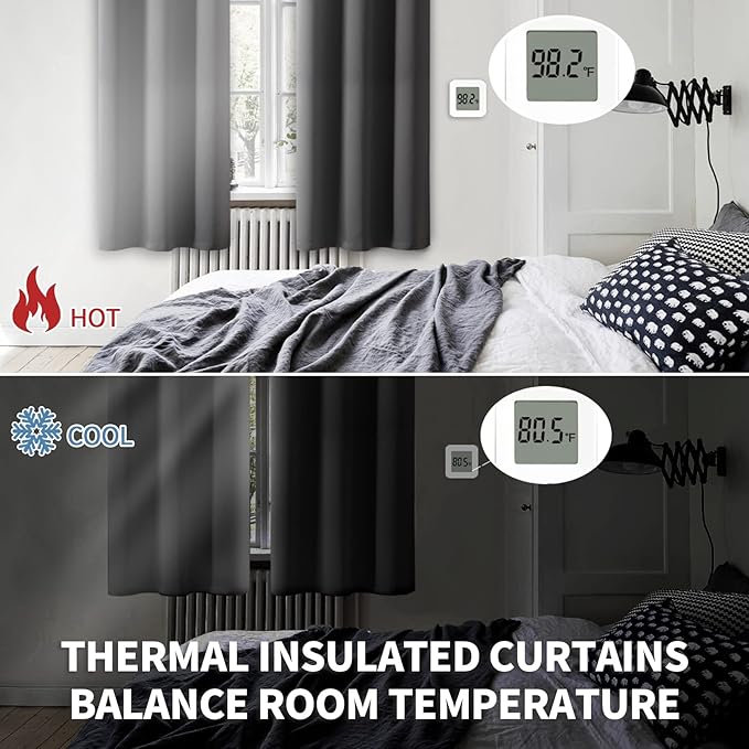 BGment Blackout Curtains - Grommet Thermal Insulated Room Darkening Bedroom and Living Room Curtain, Set of 2 Panels (42 x 84 Inch, Dark Grey)