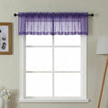 Gwine Small Valances for Windows - Light Filtering Short Window Curtain Valance, Soft Topper Treatment Sheer Curtain for Bathroom Laundry Basement, Each 42Wx14L inch, 2 Panels, Purple