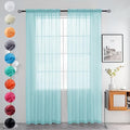 youleyar Solid Sheer Rod Pocket Curtain Voile Draperies 2 Panels White Beige Black Grey Ivory 52 Inch Width 108 Inch Long 1 Pair for Kitchen Bedroom Children Living Room Yard (Sky Blue,52Wｘ108L)