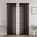 Chyhomenyc Chocolate Sheer Curtains 72 Inches Long 2 Panels Set, Light Filtering Tufted Textured Soft Airy Rod Pocket Elegant Leaf Window Treatment Drapes for Bedroom Living Room, 42" Wx72 L, 2PCS